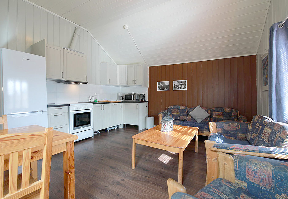 Wohnraum eines Apartments für 5-6 Personen in Å i Lofoten.