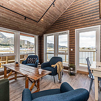 Die moderne Wohnung Lottebua im Obergeschoss des Haupthauses.