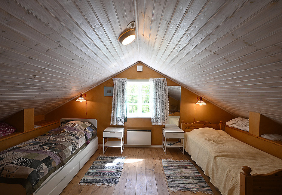 Die beiden Schlafzimmer im Obergeschoss des Timmerhuset in Schweden.