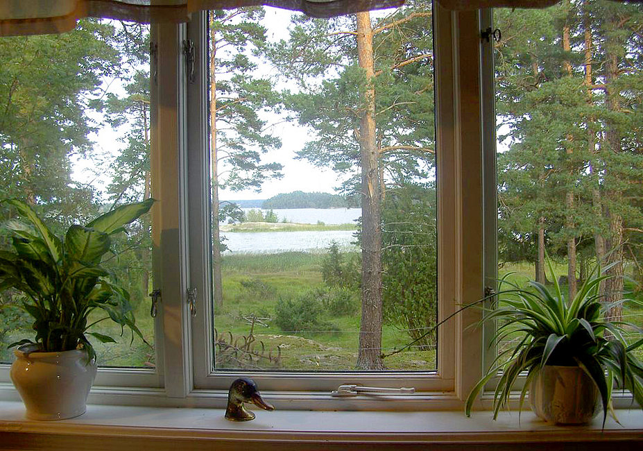 Schöner Ausblick vom Ferienhaus Gårdstugan auf den Mjörn.