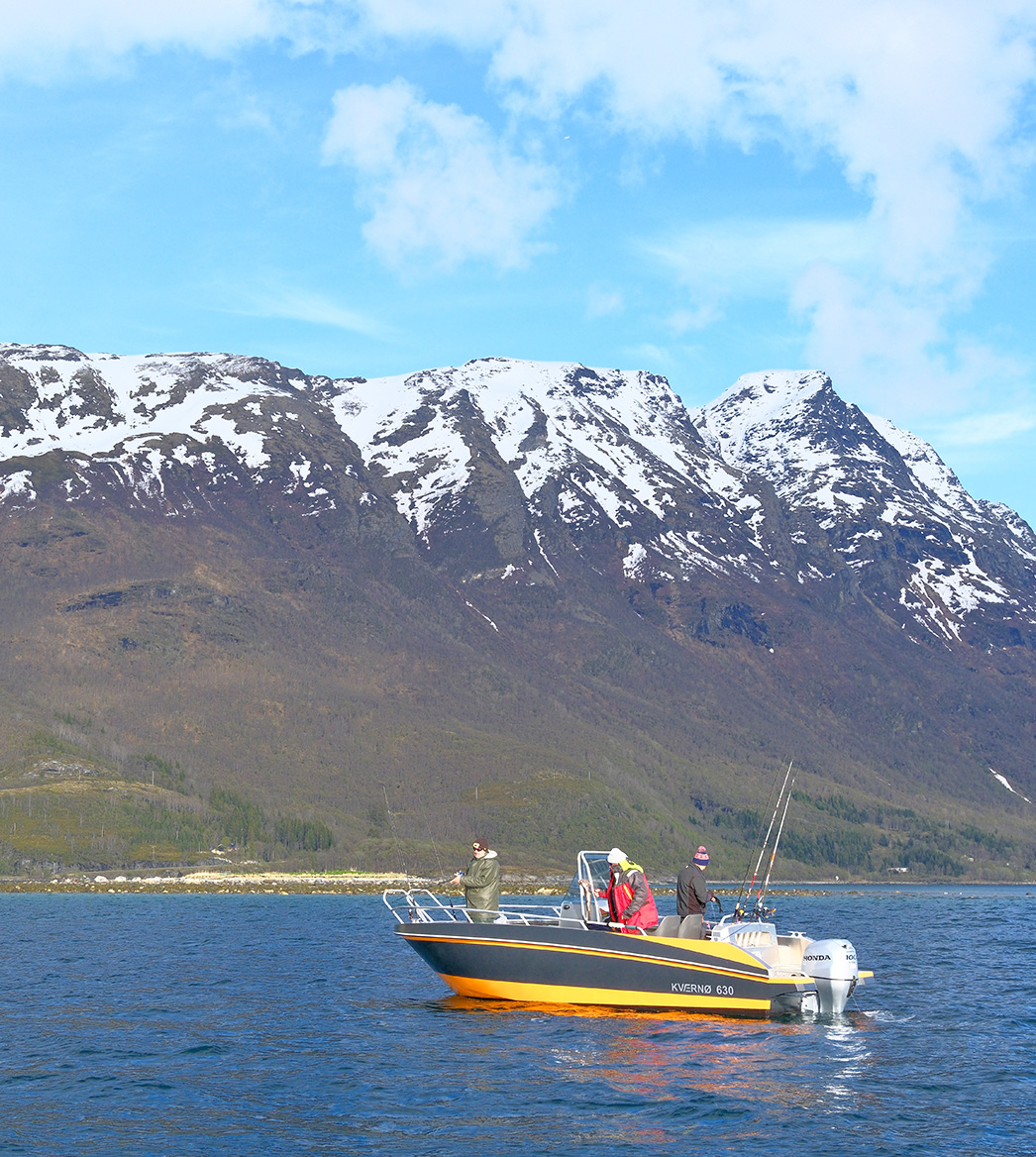 Bootsangeln vor dem Ferienhaus Bolla auf Rolla in Norwegen